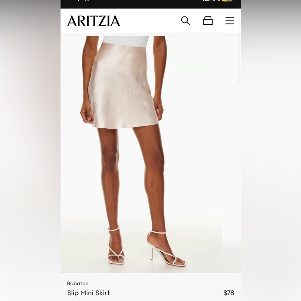 ARITZIA Babaton slip mini skirt. Color: nude. Size: 8.